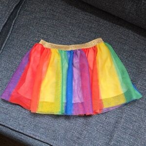 Sonoma Community Colorful Rainbow Tulle Skirt with Gold Waistband Size 3T